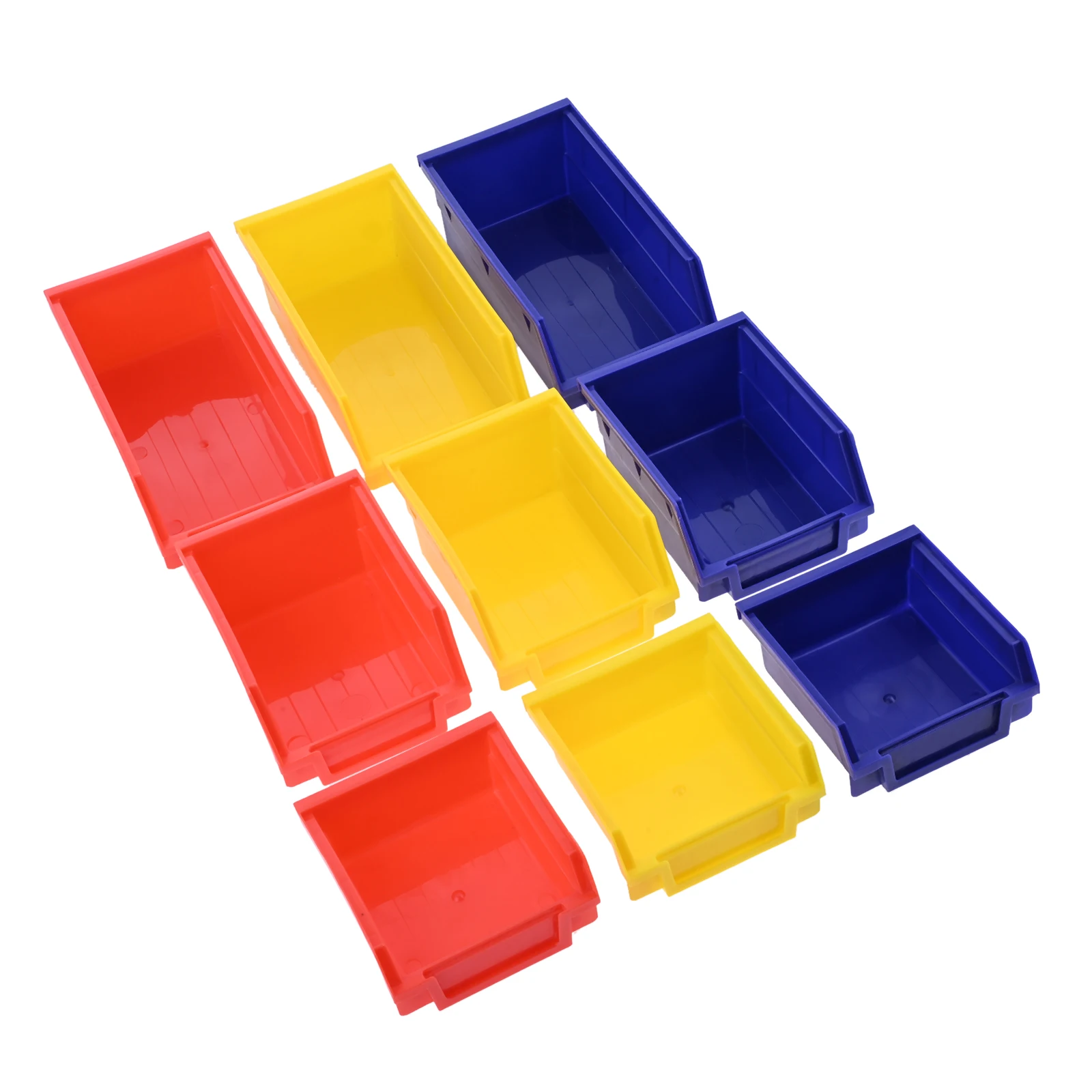 Stackable Storage Tool Parts Bin Hanging Stacking Containers ABS Red Yellow Blue 110/190/270mm Craft Garage Workshop Organizer