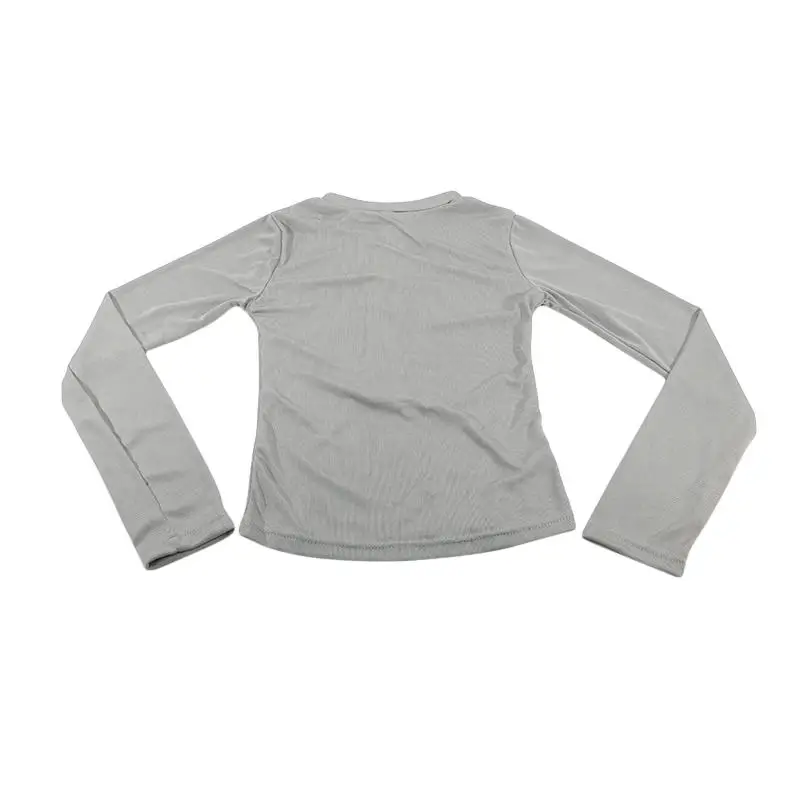 Trendiges Langarm-T-Shirt mit Knöpfen 2026 Neue Spicy Girls Figurbetonte Schlankmachende Basic-Oberteile Vielseitige Lässige O-Ausschnitt Einfarbige T-Shirts – Detail 15