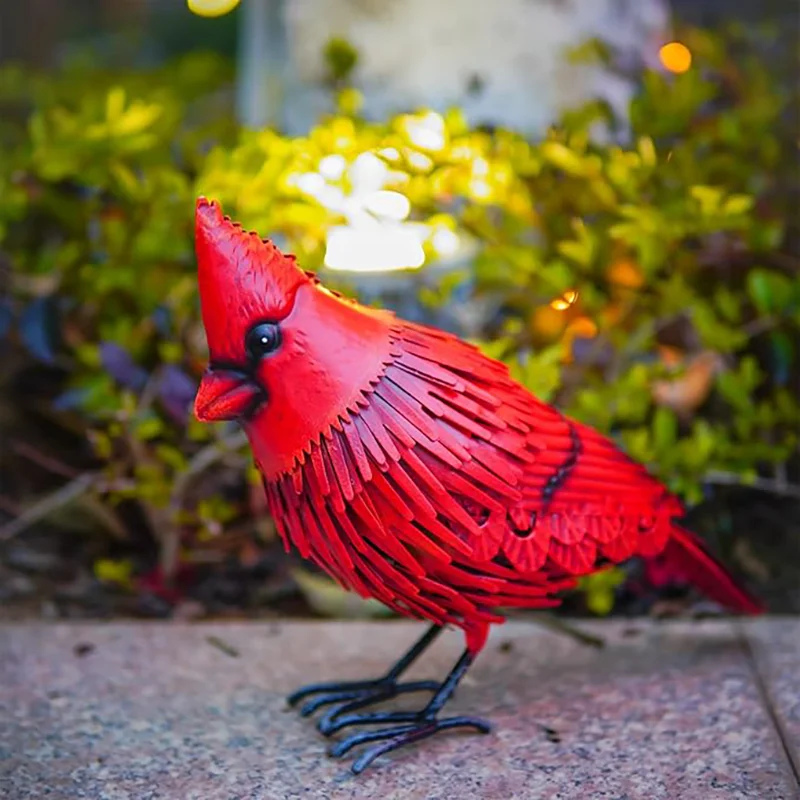 Cardinal Grosbeaks Red Bird Resin Sculpture Living Room Bedroom Decoration Crafts Festival Gifts, Yard Ornament Outdoor