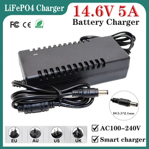 Pengisi Daya 14.6 V 5A LiFePO4 Pengisi daya baterai Lithium Iron Phosphate 4 Seri 12V Adaptor Daya paket baterai 12.8 V 14.4 V DC5. 5mm*2.1 MM 6 pengisi daya dc dc penjualan terbaik lifepo4 - №