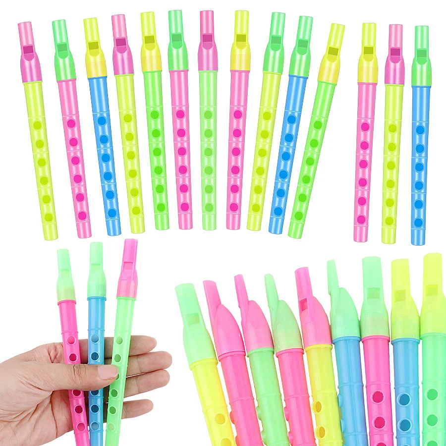 10/30pcs Random Color 6-Hole Plastic Flute, Detachable Piccolo Musical Instrument for Party Favors Gifts