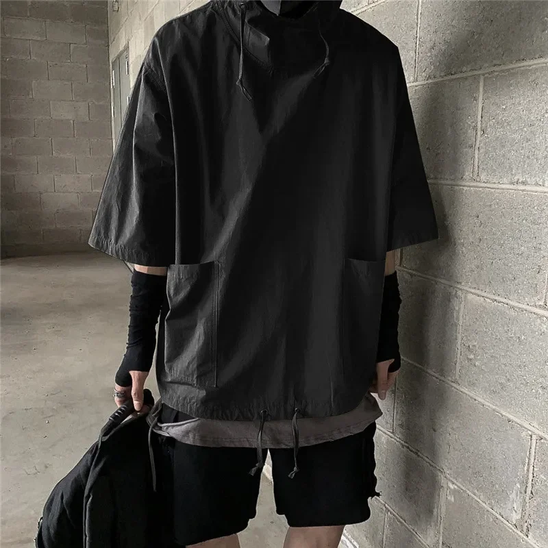 Hoodie Men T shirt Men's Summer Sweatshirts Korean Half Sleeve Pullover Tops Loose Hoodies Men T-shirt Streetwear