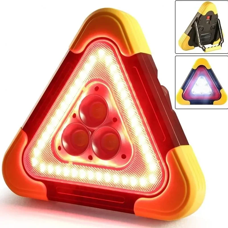 2-IN-1 Solar Emergency Triangular Roadside Warning Light Safety Emergency Breakdown Alarm Lamp Portable Flashing Light on Hand