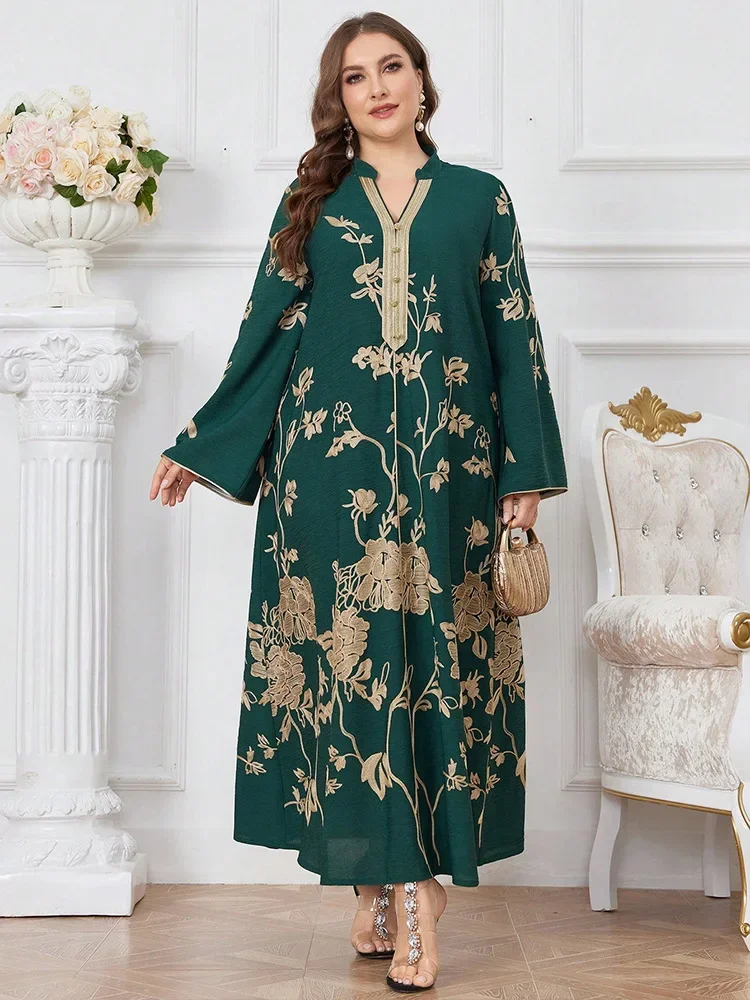

Plus Size Print Abayas for Women Muslim Maxi Dress Turkey Kaftan Eid Djellaba Islam Clothing Robe Caftan Marocain Femme Gown New