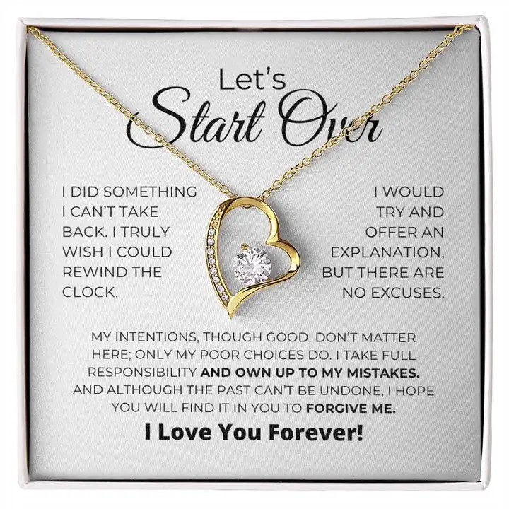 To My Wife Stainless Steel Necklace Gifts with Personalized Card Love Heart Pendant Christmas Gift Women Girl Fashion Jewelry