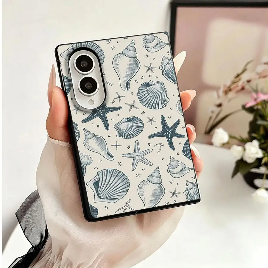 Marine Organism Shell Phone Cover Case for Samsung Galaxy Z Fold 8 Z Fold8 Wide ZFold Wide ZFold8