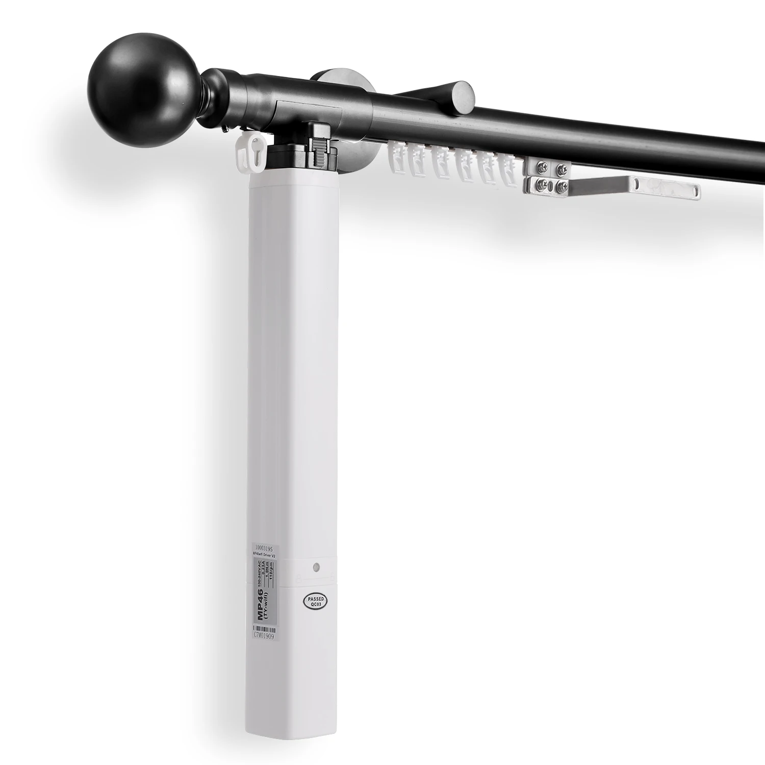 Motorized Curtain Rod Single or Dual Track System TUYA WIFI Hard Wired Motor Wall Mounting
