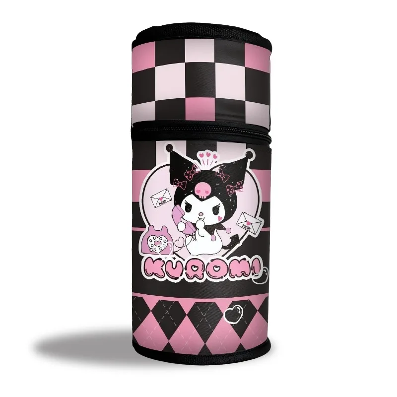 

New Kuromi Sanrio Pencil Case Large Capacity Cylinder Pen Holder Cute School Supplies for Girls Gift for Students Back to School