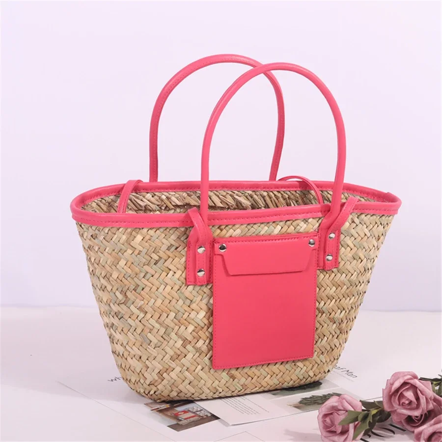 New Ladies Luxury straw woven shoulder bag rattan portable ladies summer beach messenger bag shopping bag large hollow handbag