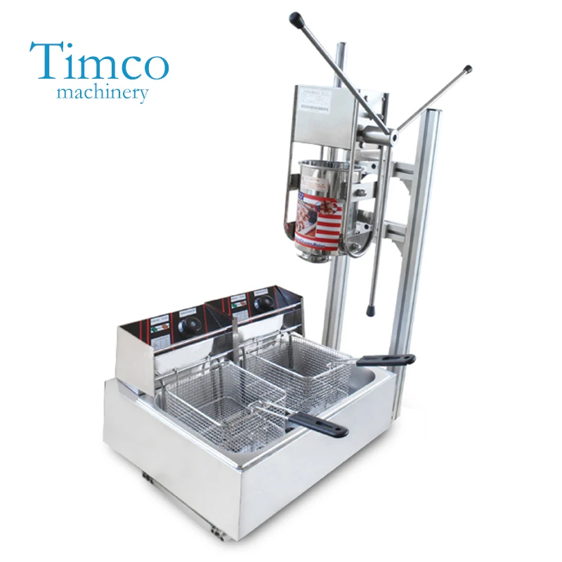 TIMCO 3L Churros Maker with Electric Fryer 12L Spanish Churro Maker Stainless Steel Commercial Waffle Machine