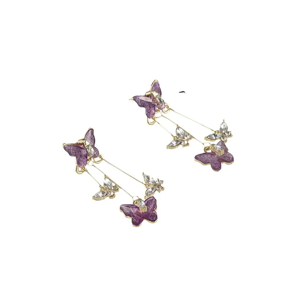 

Long Tassel Butterfly Drop Earrings Jewelry Accessories Resin Butterfly Ear Pendant Purple Alloy Butterfly Dangle Earrings Party