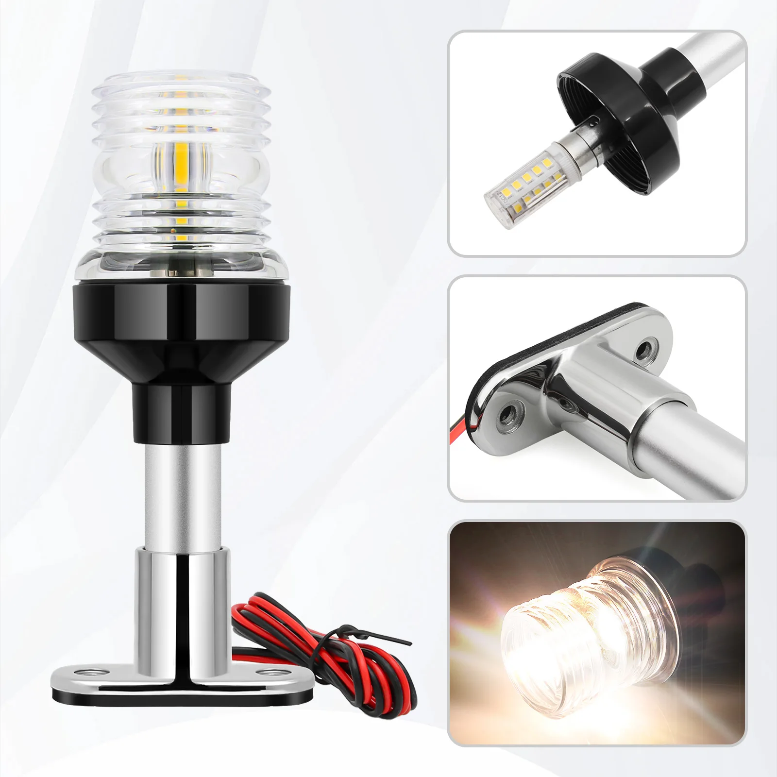 12V 24V Segelsignalleuchte Bootsnavigationslicht Klappbar 360 Grad LED für Yacht Marine Ankerlicht Bootszubehör – Detail 18