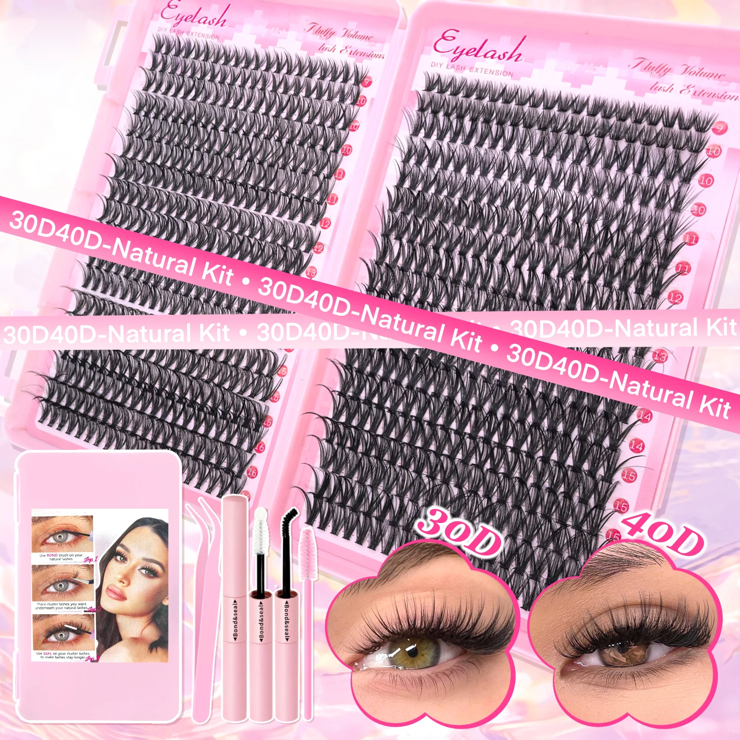 DIY Lash Extension Kit with Clusters and Bond