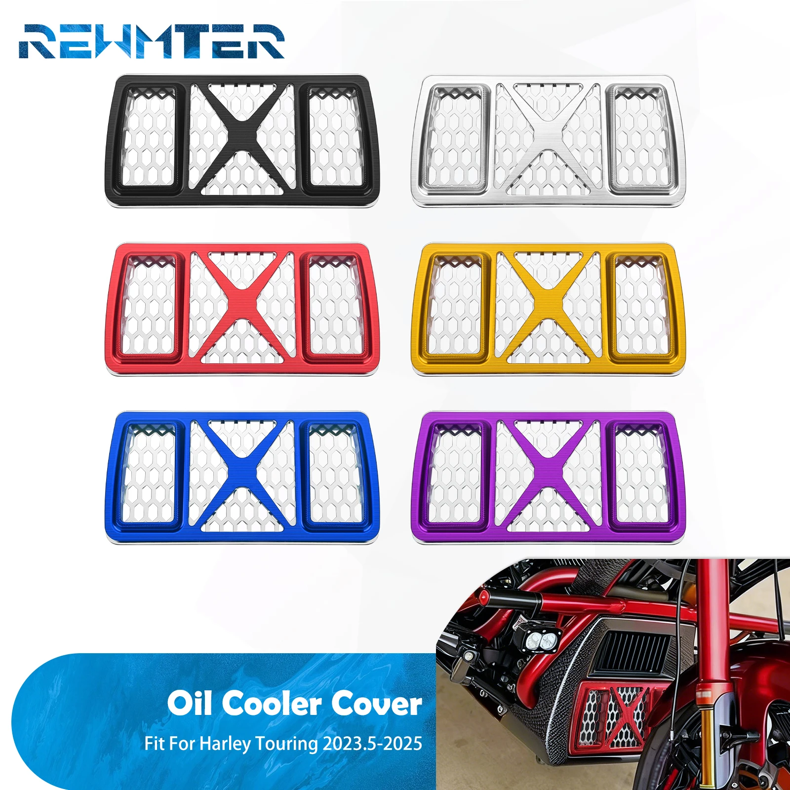 

Motorcycle Radiator Guards Protection Aluminum Oil Cooler Grill Cover For Harley Touring Street Road Electra Glide FLHTK 23.5-25