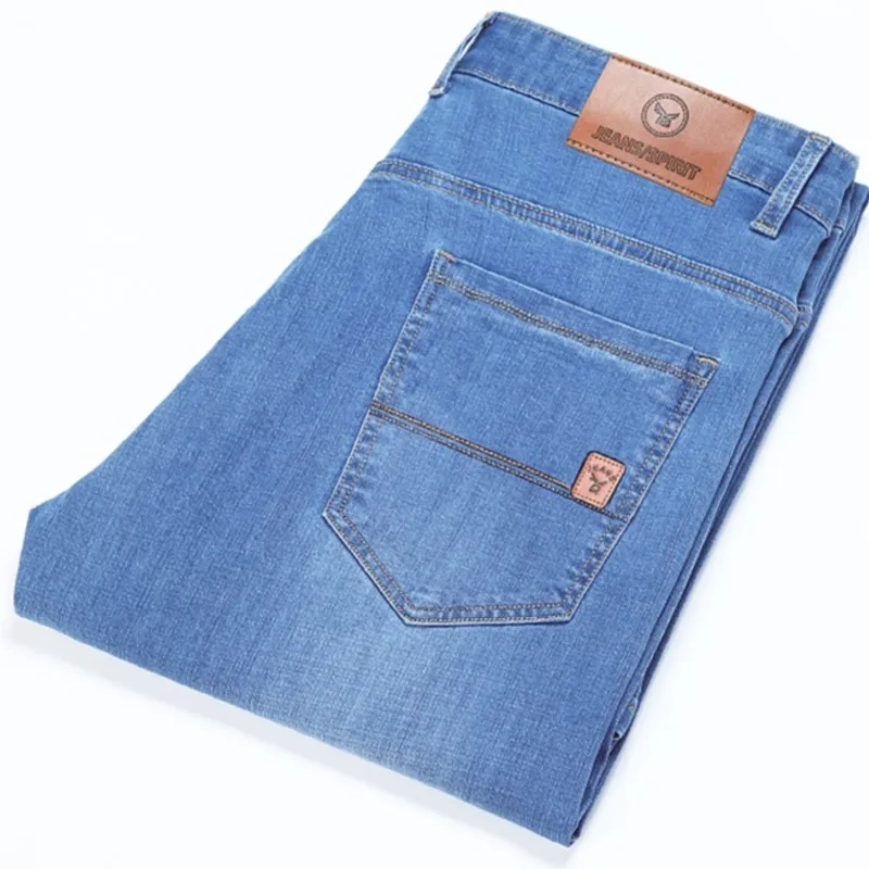 Jeans in denim elasticizzato da uomo Pantaloni dritti casual da lavoro nuovi sottili Pantaloni blu neri Pantaloni maschili giornalieri Dropship