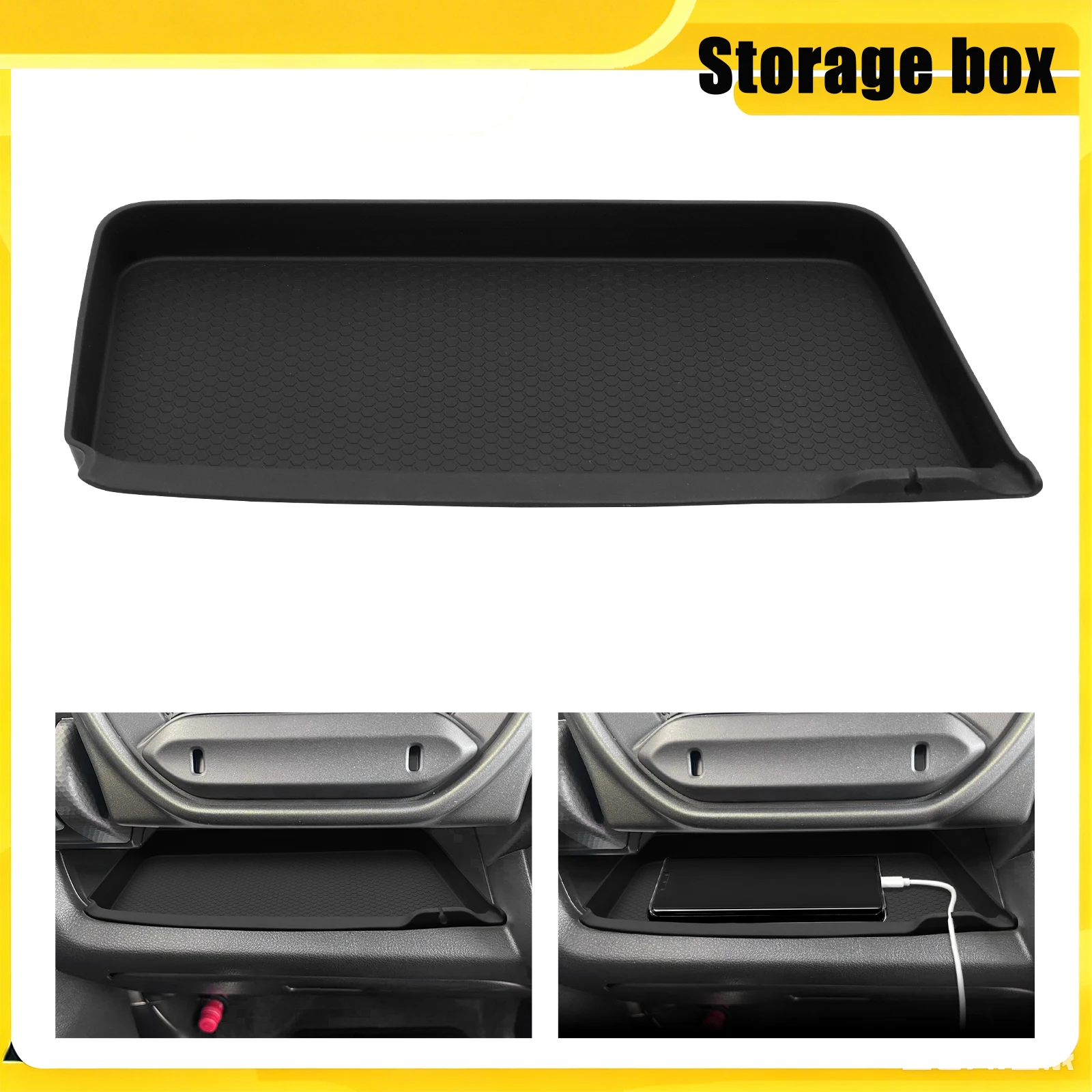 Car Copilot Dashboard Storage Box Tray Silicone Organizer Interior Accessories Black For Suzuki HUSTLER 2021-2025