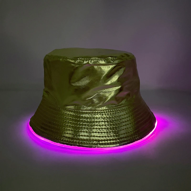 Glowing Fisherman Hat Concert Dance Party Holiday Outdoor Cosplay Light Up Supplies Bucket Hats Metallic Colors Gentlemen Hat