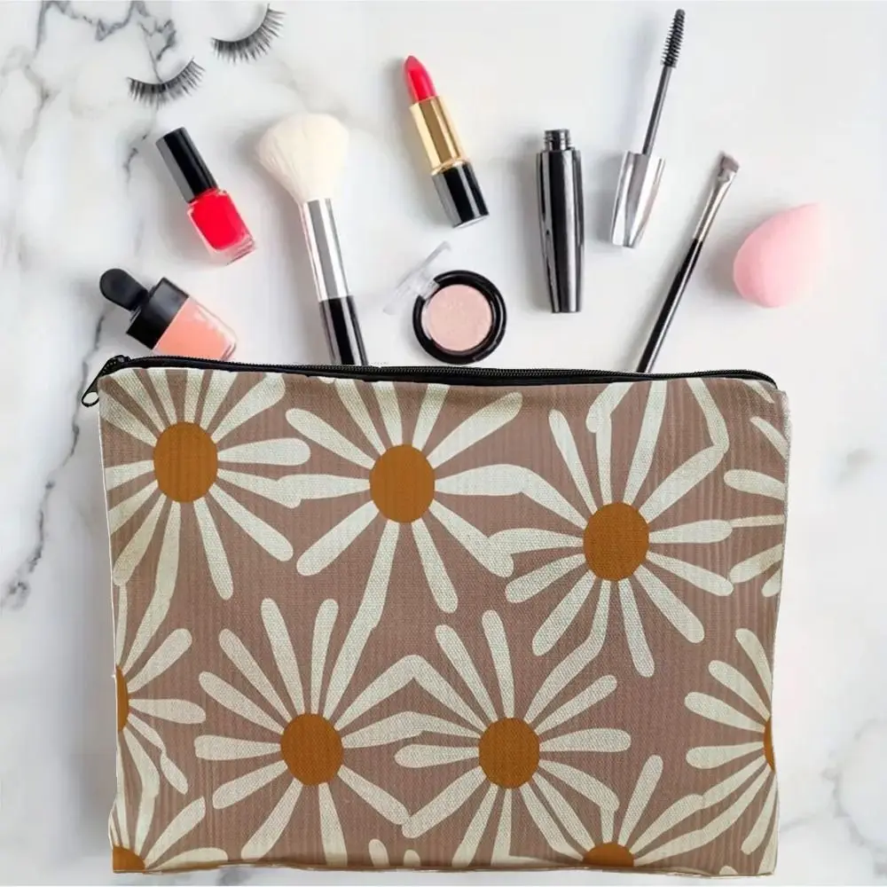 Vintage Flower Print Cosmetic Bag Multi-purpose Portable Makeup Bag Jewelry Storage Bag Gifts