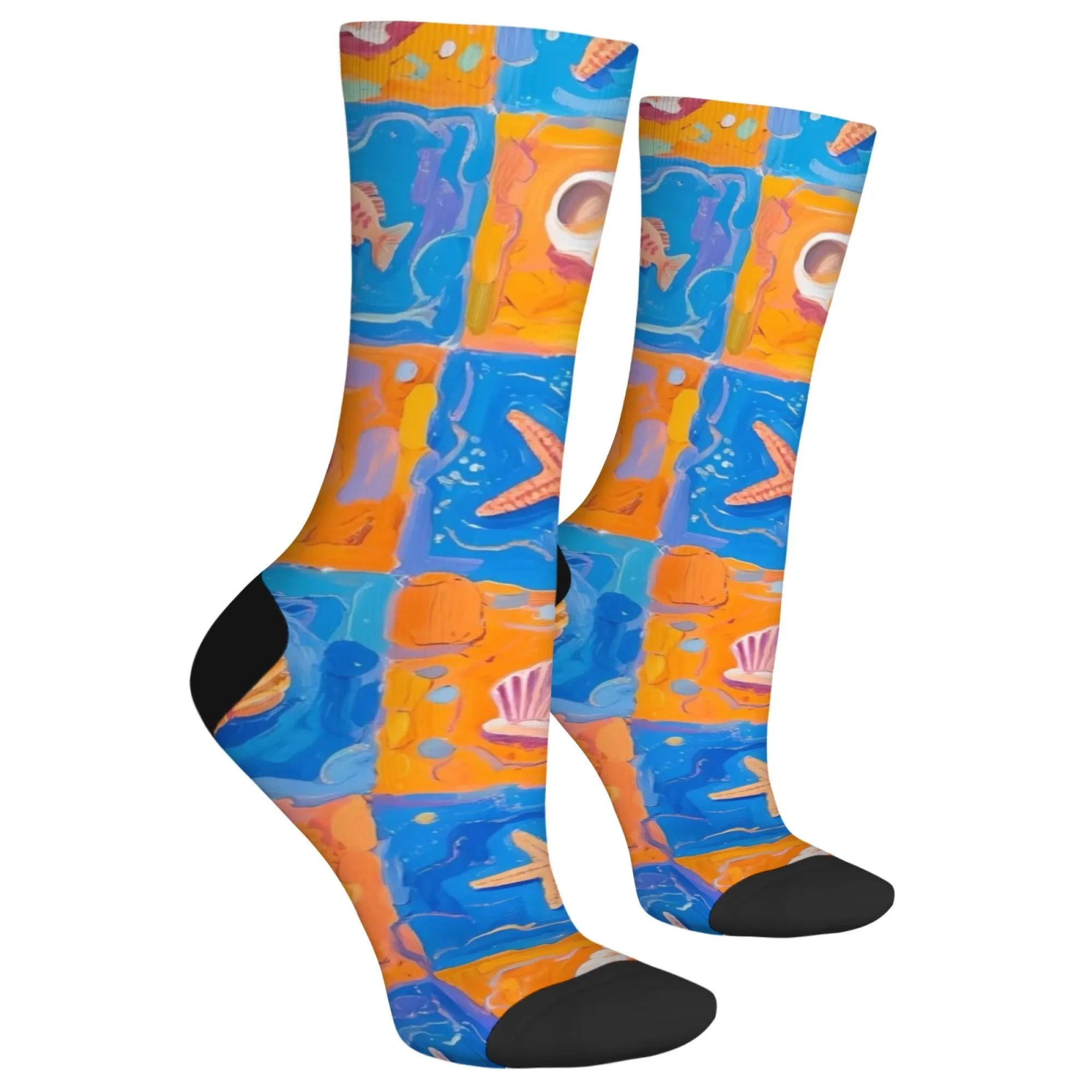 المحيط تحت عنوان النفط اللوحة الفن الجوارب الرجعية موضة الرجال الجوارب تنفس عدم الانزلاق في الهواء الطلق جوارب رياضية غير رسمية الجدة هدية حفلة #3