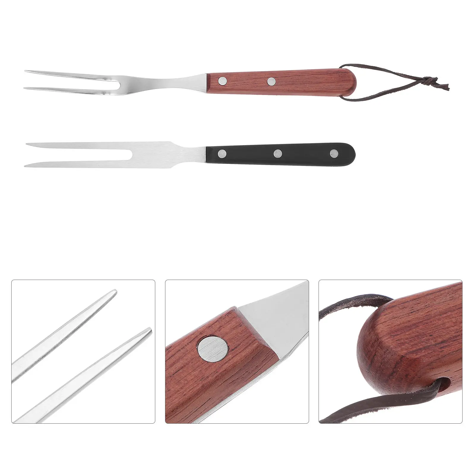2Pcs Bbq Meat Forks Stainless Steel Long Anti-Scalding Handle Outdoor Grill Forks for Roasting Flipping Serving Barbecue Tools