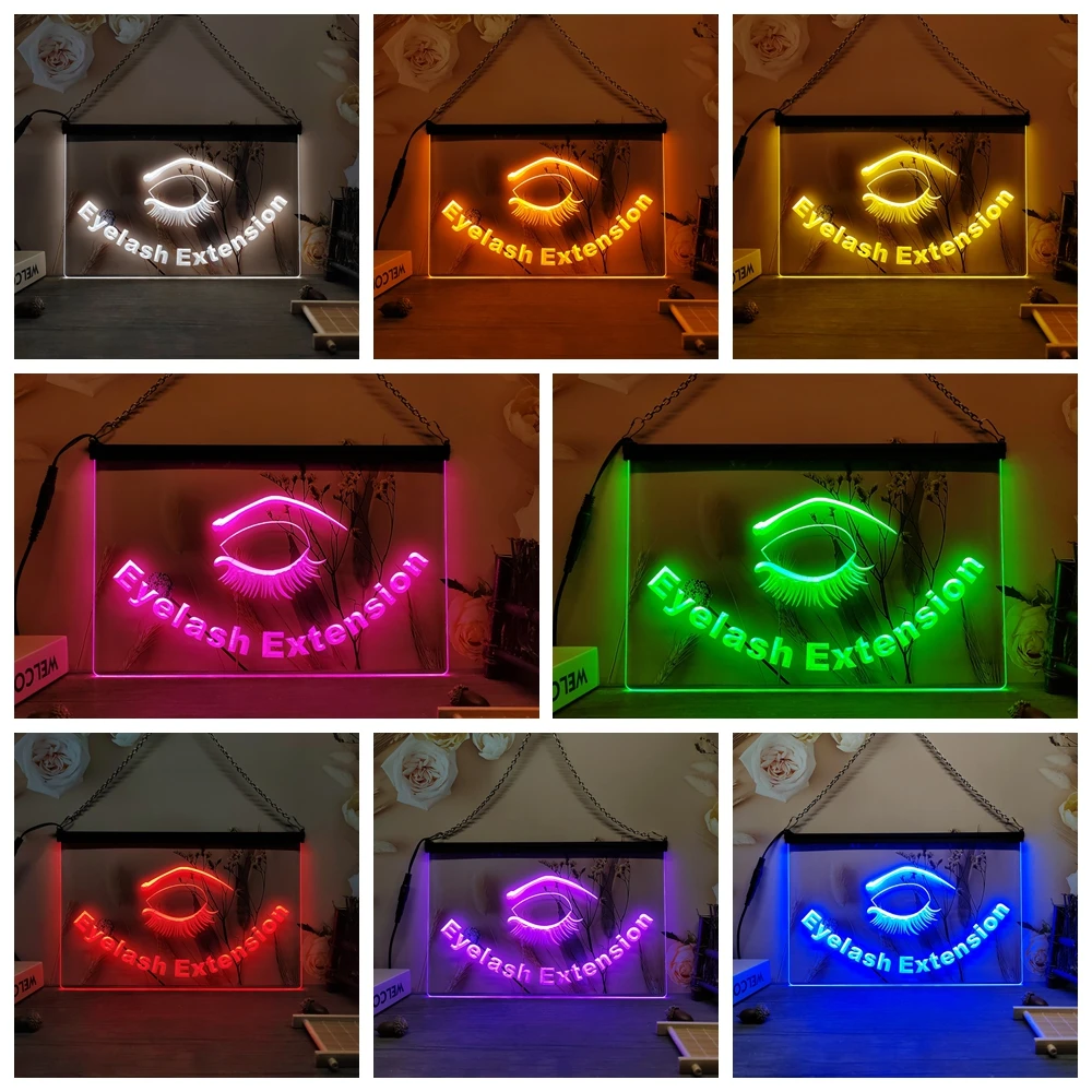 Eyelash Extension Beauty Salon LED Neon Sign-3D Carving Wall Art for Home,Room,Bedroom,Office,Farmhouse Decor