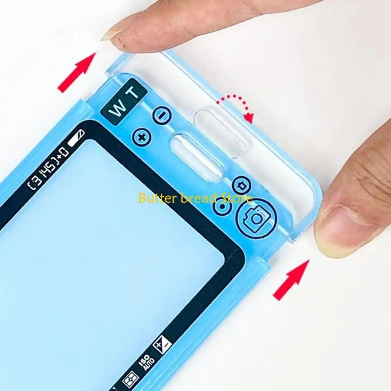 W89C Novelty Photo Card Holder Photocard Holder Protective Sleeves with Retractable Spring Coil Keychain for Student Kid