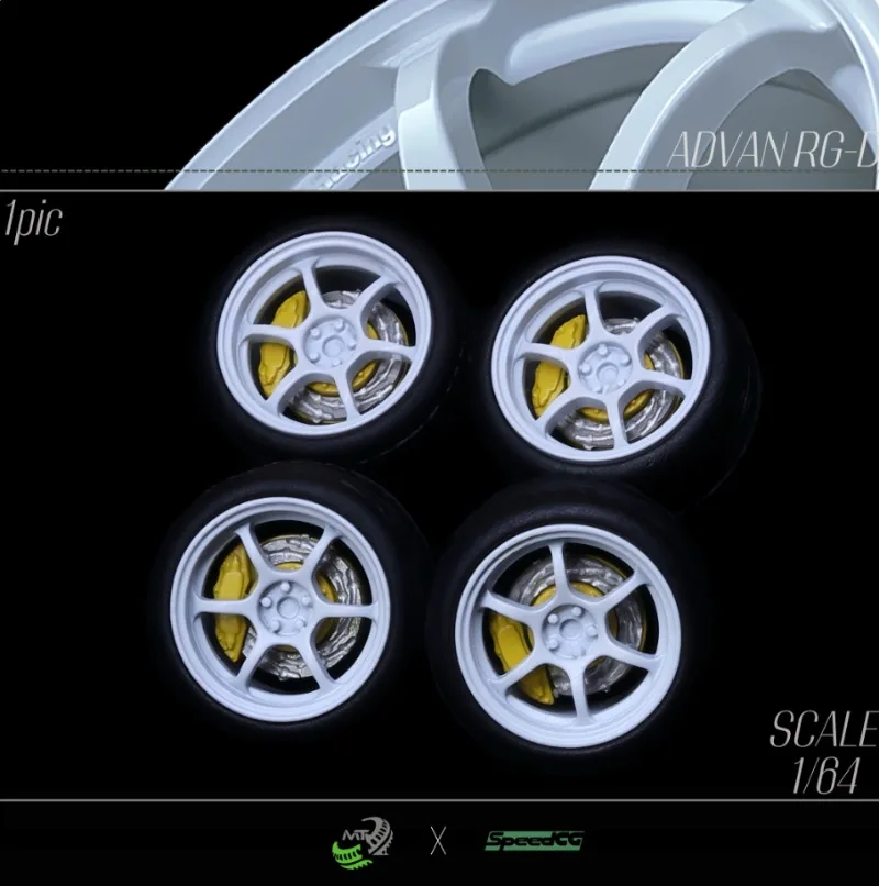 1/64 SpeedCG 9.4/10mm Ruote Modificate per Auto SE035/SE036/108 Pneumatici in Gomma Ruote in Resina Adatte per 1:64 Modello di Auto Statica Ragazzo Regali