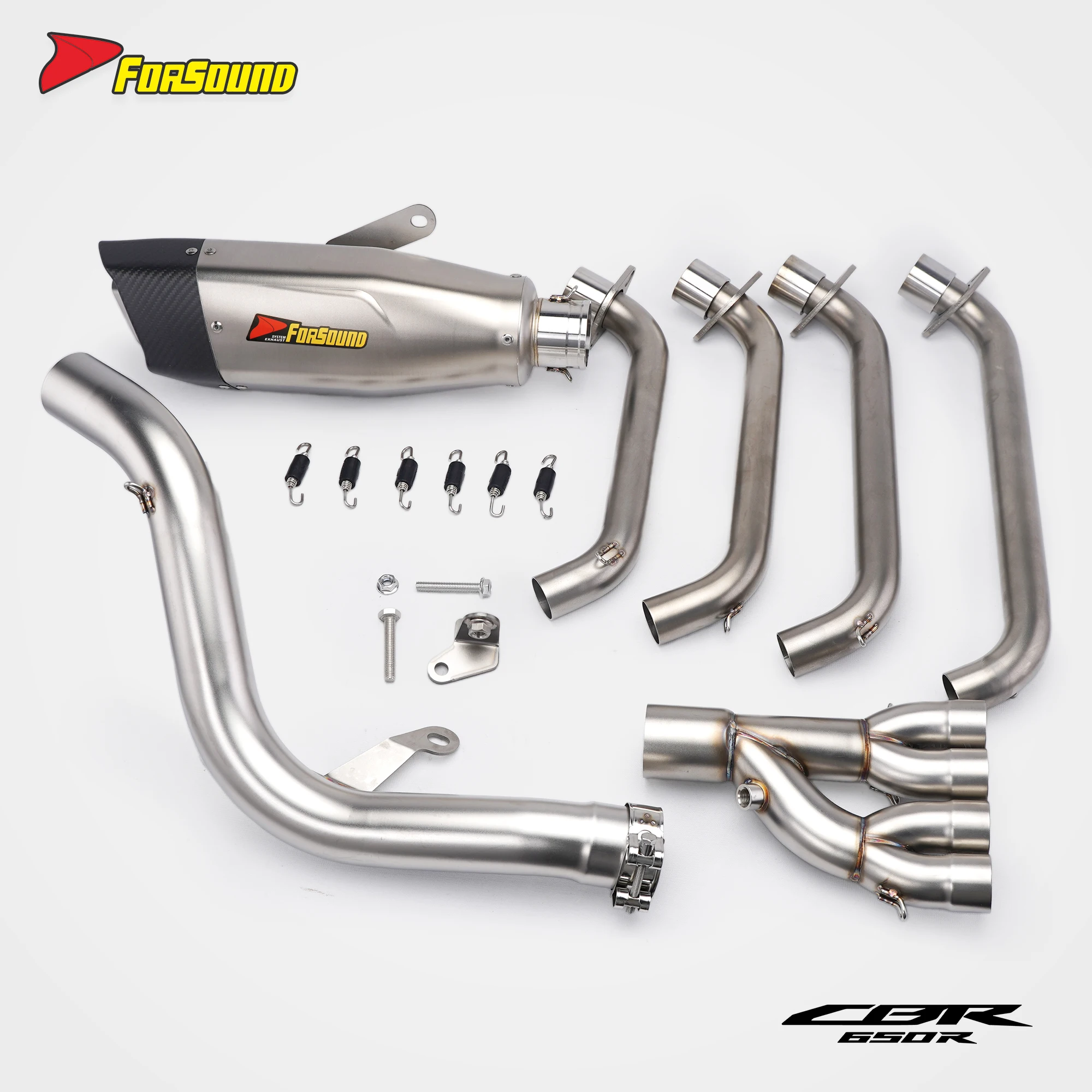 Forsound Factory Wholesale Price CBR650R Titanium Exhaust Valved Muffler with Mid Pipe Resonator