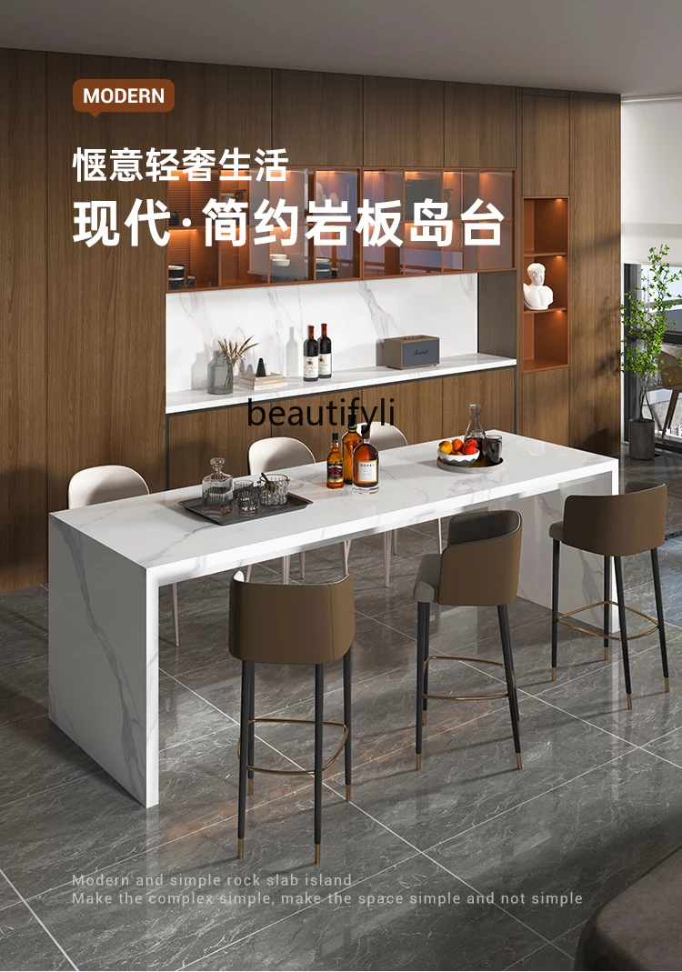 Stone Plate Dining Table Bar Home Kitchen Island Dining Table Modern Minimalist Open Kitchen Living Room