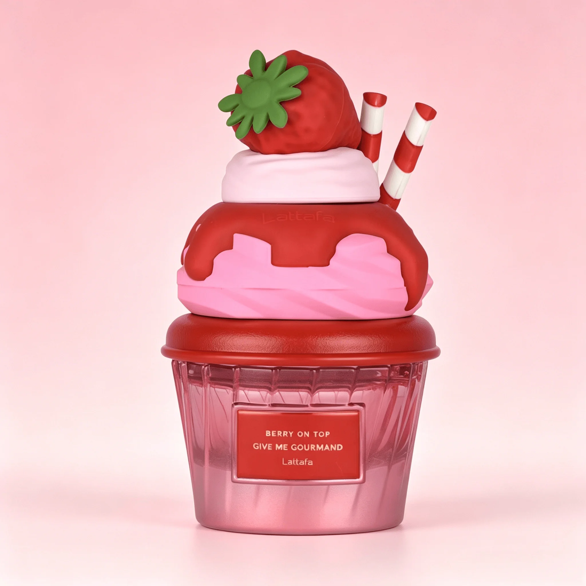 YARA LATTAFA Berry On Top Give Me Gourmand Eau de Parfum 100ML Long Lasting Sweet Juicy Strawberry Milky Cream Dessert Fragrance Women Perfume Cute 3D Strawberry Whipped Cream Cup Bottle Fruity Gourmand Scent Birthday Holiday Gift for Ladies view 5