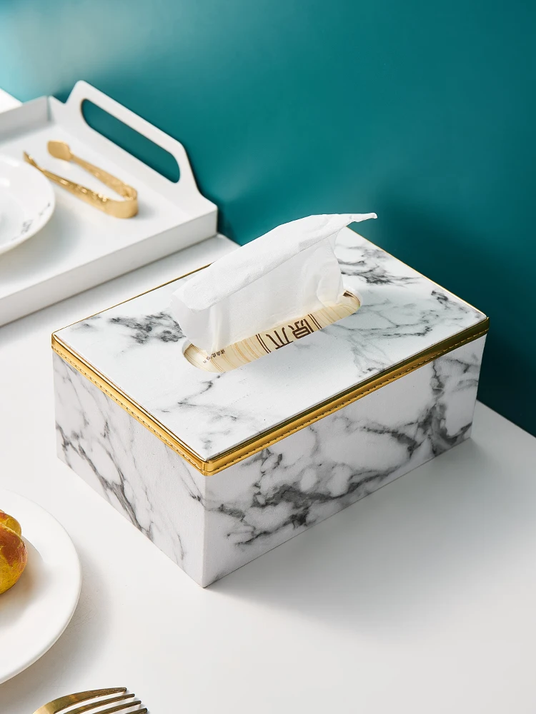 Marble Grain Tissue Box Home Living Decor Desk Decoration Interior Room Office Ornament Napkin Holder Toliet Kitchen Accessories