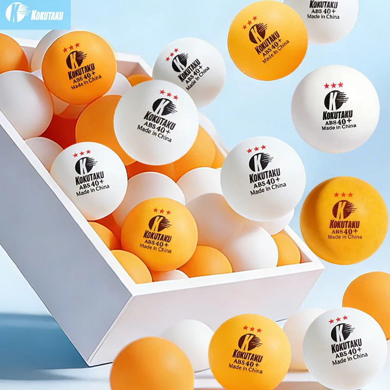 KOKUTAKU 50/100pcs 3-Star Ping Pong Ball Durable Professional 40+ ABS Seamed ITTF Approval Table Tennis for Training Competition