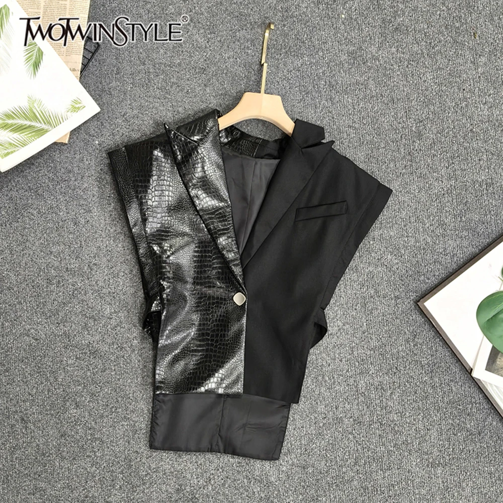 

Женские жилеты TWOTWINSTYLE Design Sense Trend, однотонные, с V-образным вырезом, без рукавов, на пуговицах, летние, шикарные, модные, TVE638197