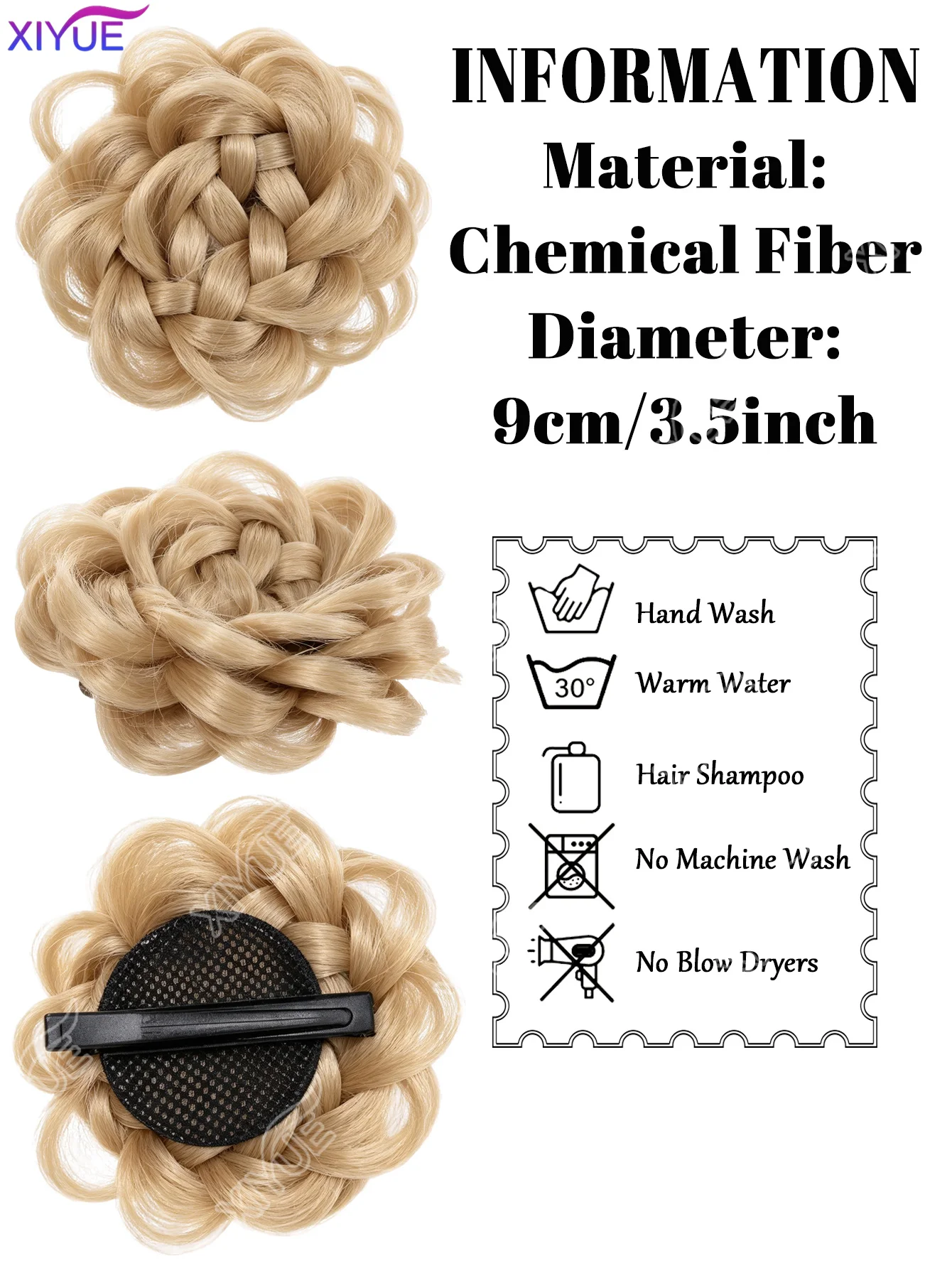 Synthetic Clip Hair Accessories Rose Flower Side Clip Hair Bun Styling Fluffy Hairpiece for Women 1pc Braided Flower Hair Bun XY