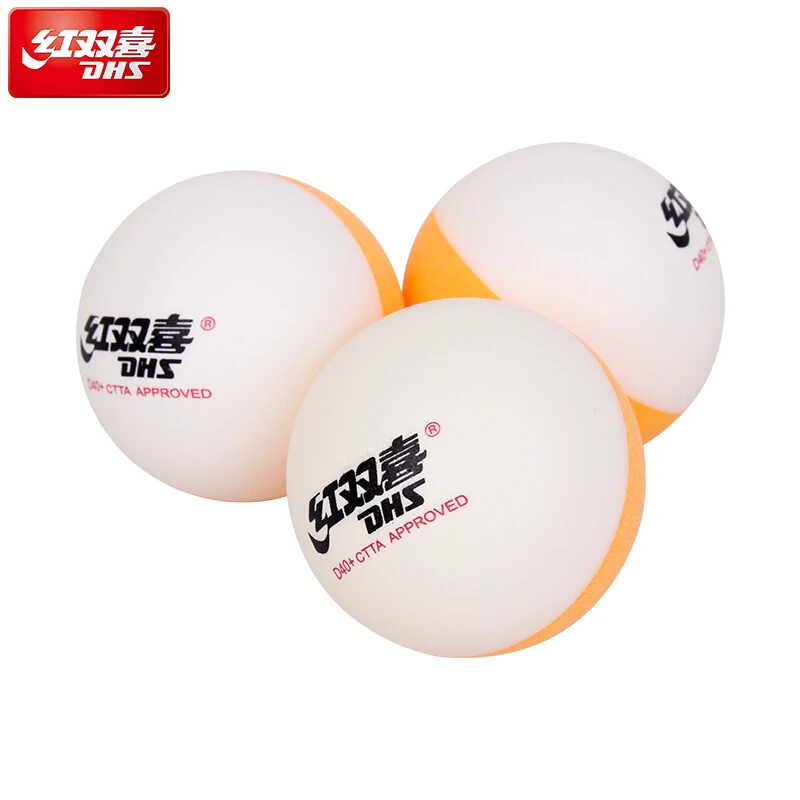 DHS BI Colour balls New material double color seamed ABS D40+ Plastic table tennis ball ping pong poly