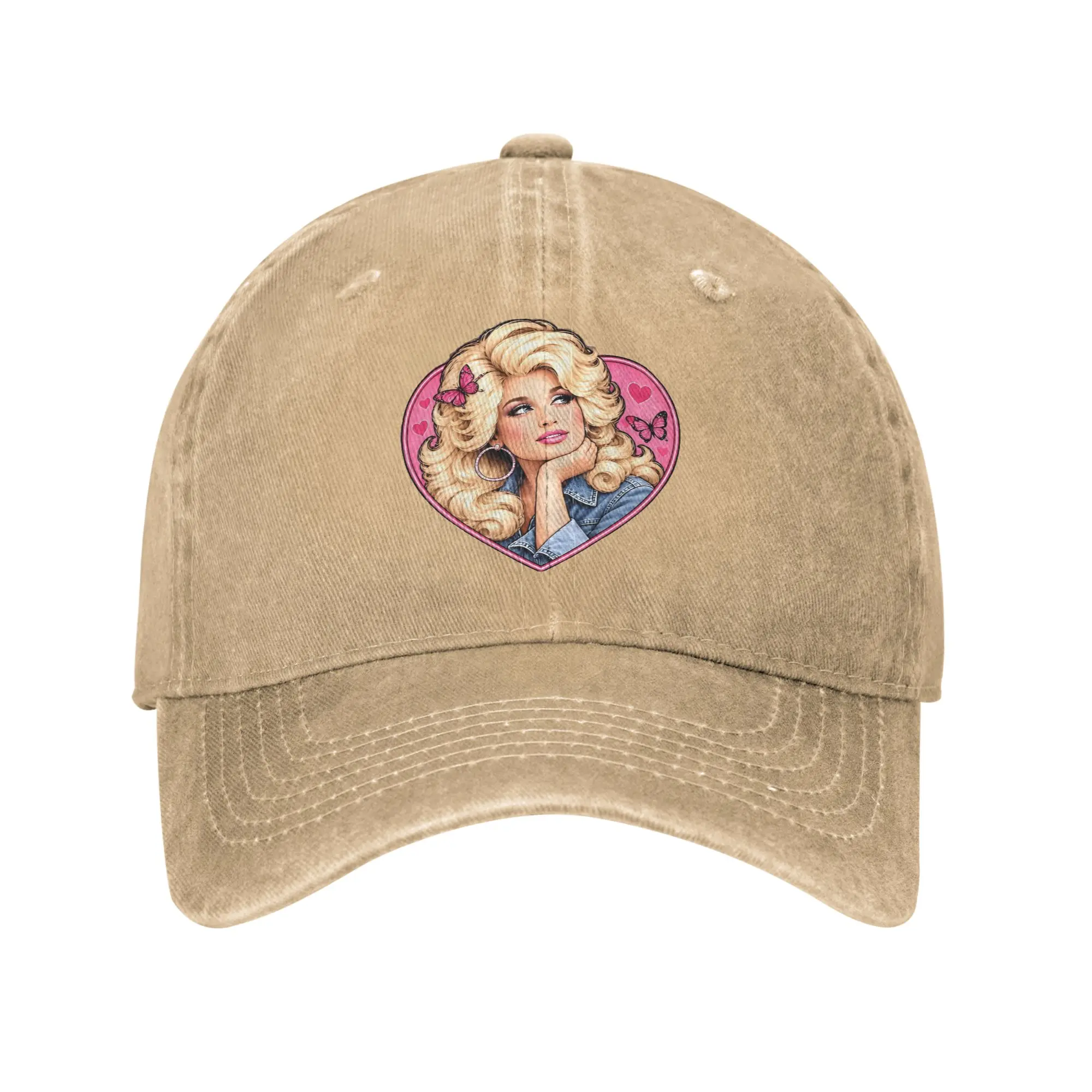 Singer D-Dolly Parton Baseball Cap Vintage Distressed Washed  Snapback Cap Unisex Style Summer Adjustable Fit Hats Cap