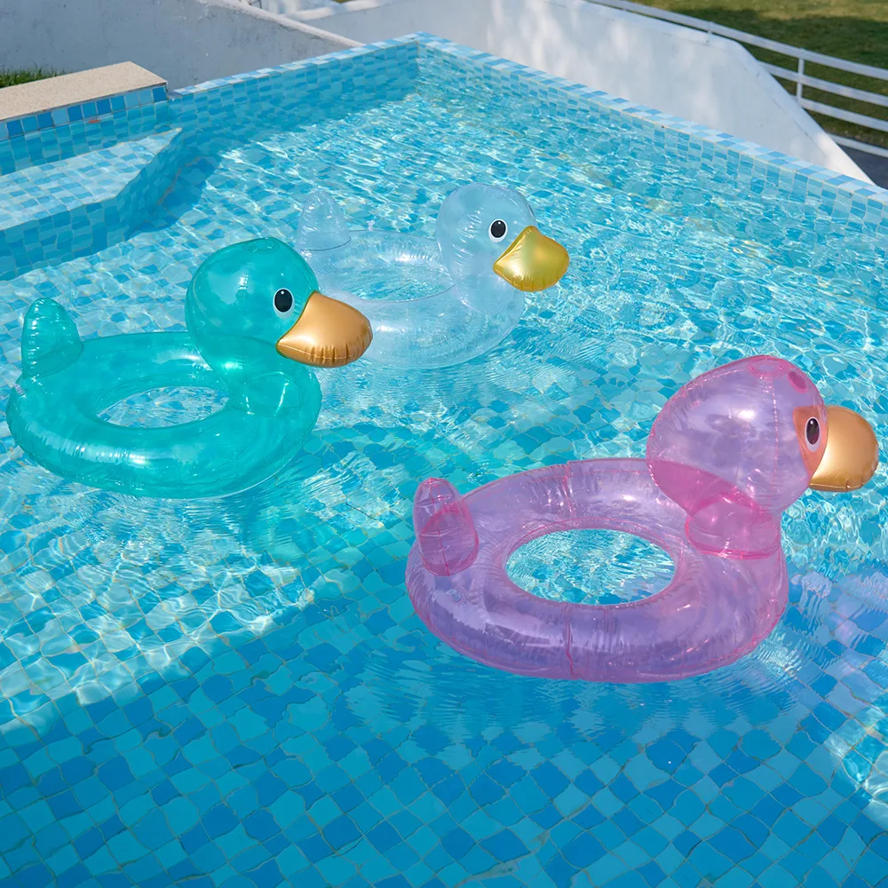 

Inflatable Pool Floats Baby Transparent Duck Swimming Ring Water Seat Floating Ring Swim Circle for 1-5 Age Kids Children