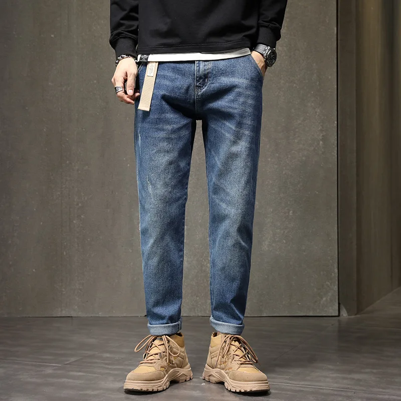 Jeans Men Spring and Autumn New Fashion Brand Loose Straight Tapered Pants Men Casual Harlan Elastic Joker Pants.