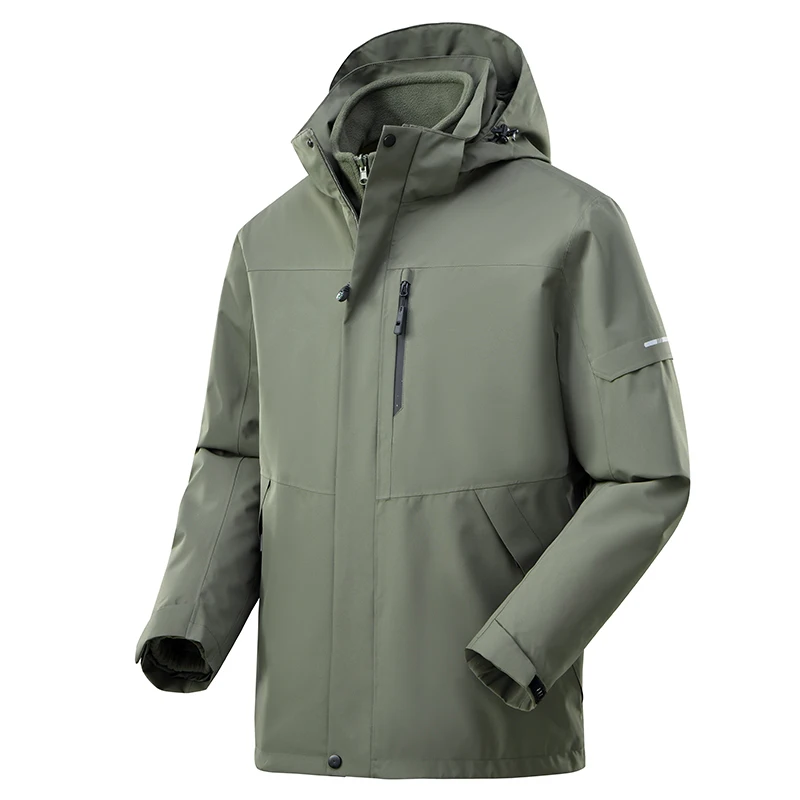 

CHRLCK Men's Hiking 3 in 1 Jackets Waterproof Windbreaker Outdoor Fleece Camping Trekking Fishing Jacket Windproof Coats Men