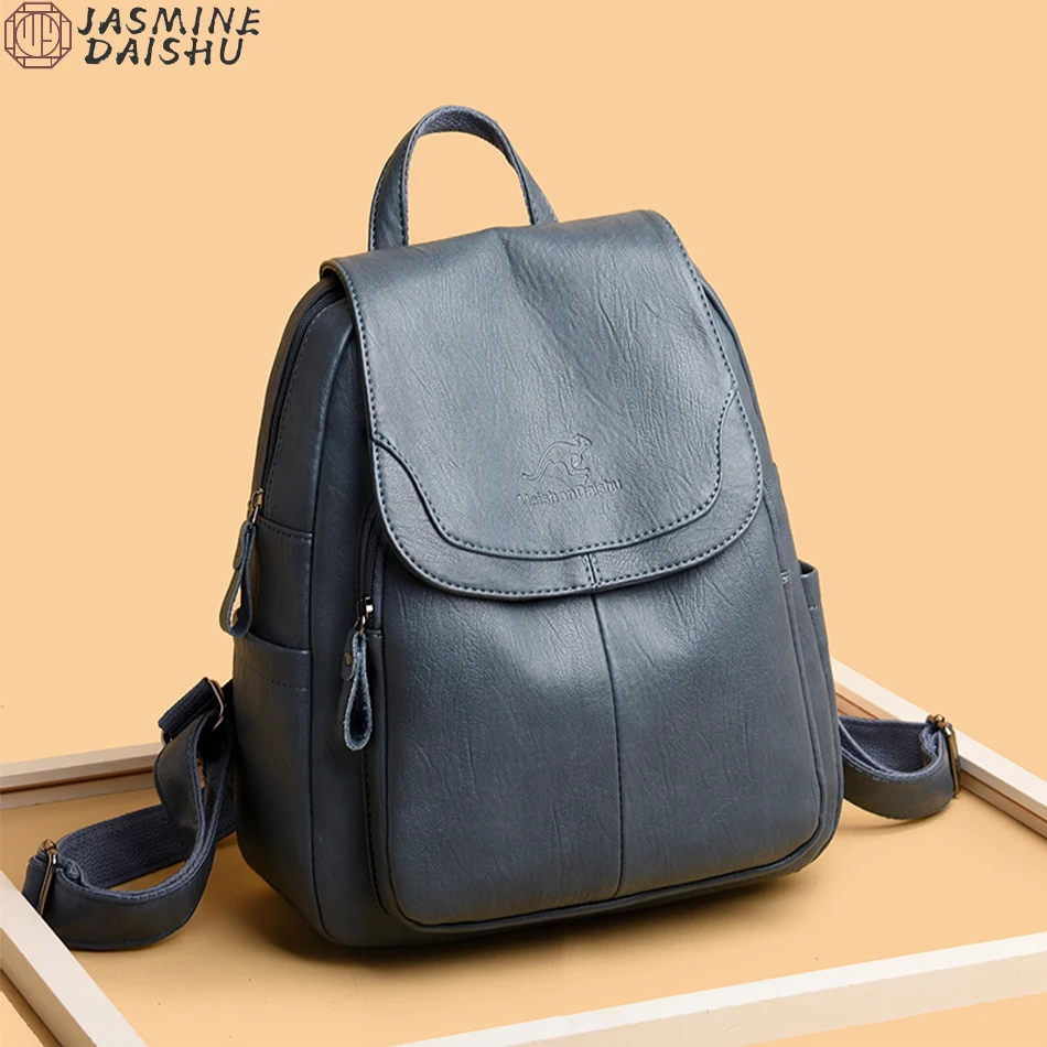 

Women Large Capacity Backpack Purses High Quality Leather Female Vintage Bag School Bags Travel Bagpack Ladies Bookbag Rucksack