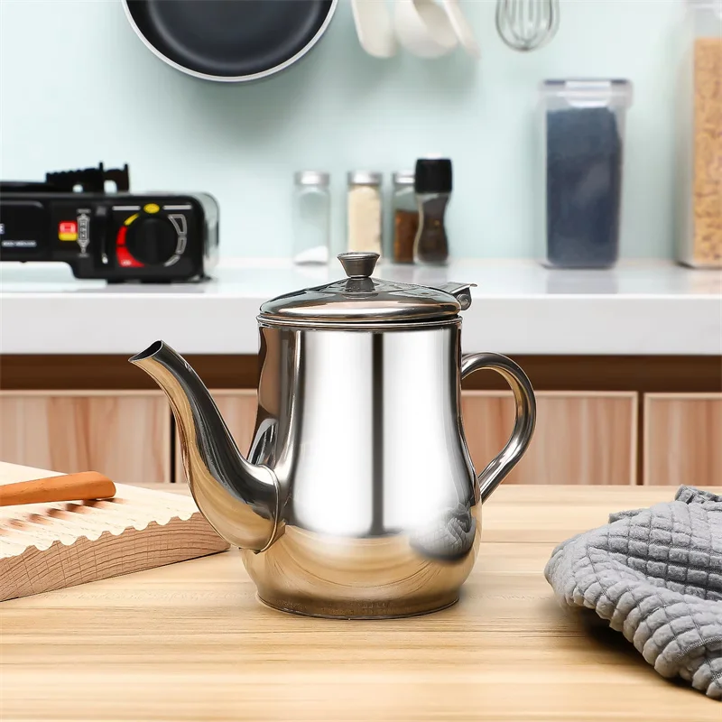 Strainer Oiler Stainless Steel Household Leak-Proof Pot Pour Oil Bottle Practical Oil Cans Seasoning Jars Kitchen Supplies