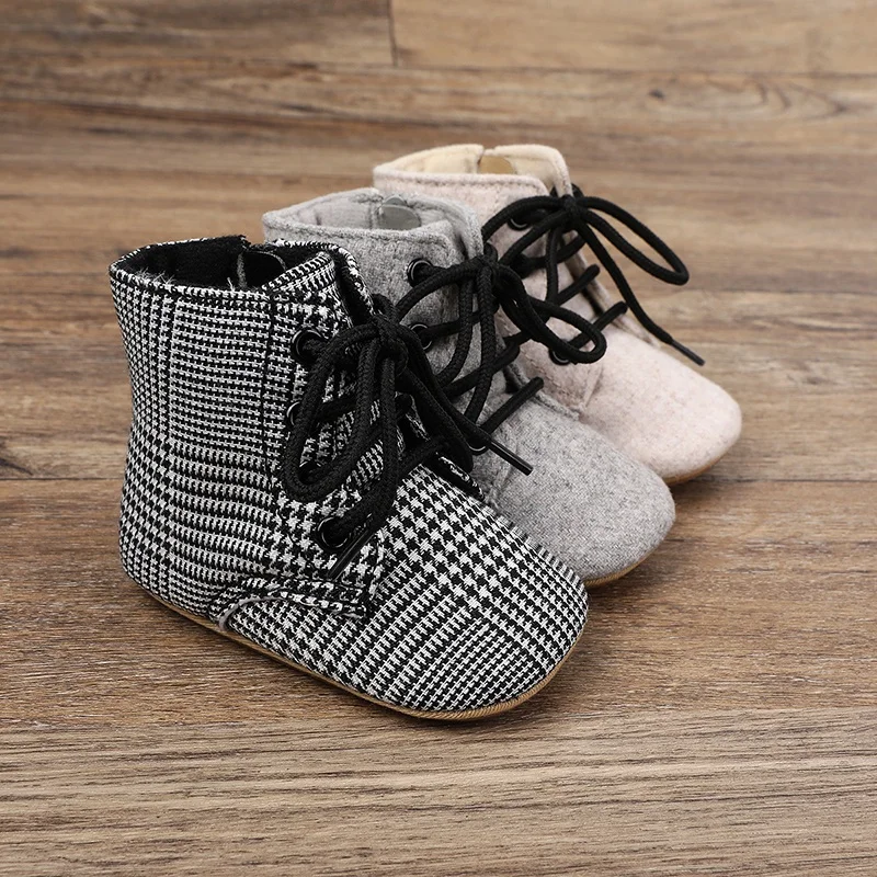 Baby Shoes Autumn Winter Baby Boots Plaid Toddler Boots Kids Shoes Boys Girls Snow Boots Girls Boys Plush Fashion Boots Shoes