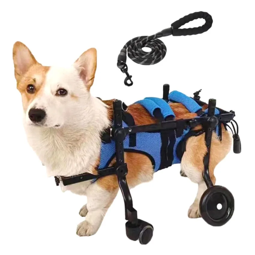 4-Wheel Pet Mobility Cart Disabled Elderly Dog Rehabilitation Walking Support Wheelchair for Small Dogs