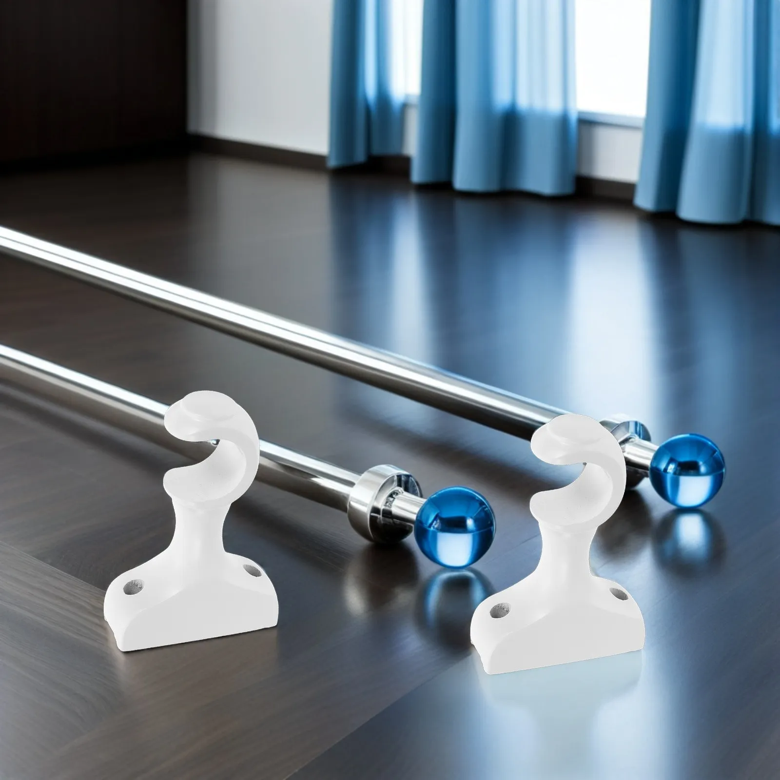 2Pcs Solid Wood Curtain Rod Brackets Smooth Polished Surface No Scratch Design for Delicate Fabrics Curtain Pole Wall Holder DIY