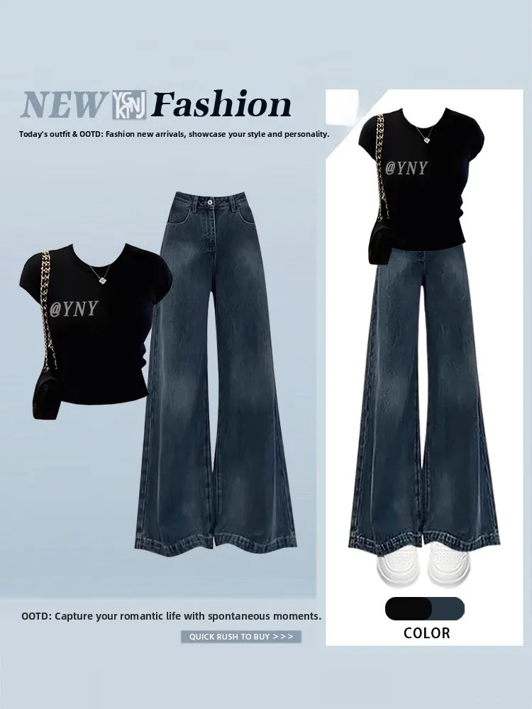 Ele High Waist Wide Leg Pants ort Sve Two Piece Set Women's Faion Outfit Slimming Effect Quali Material