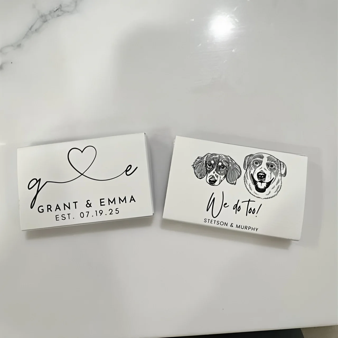 24PCS Custom Pet Portrait Matchboxes, Personalized Wedding Favor Matches, Dog Wedding Design