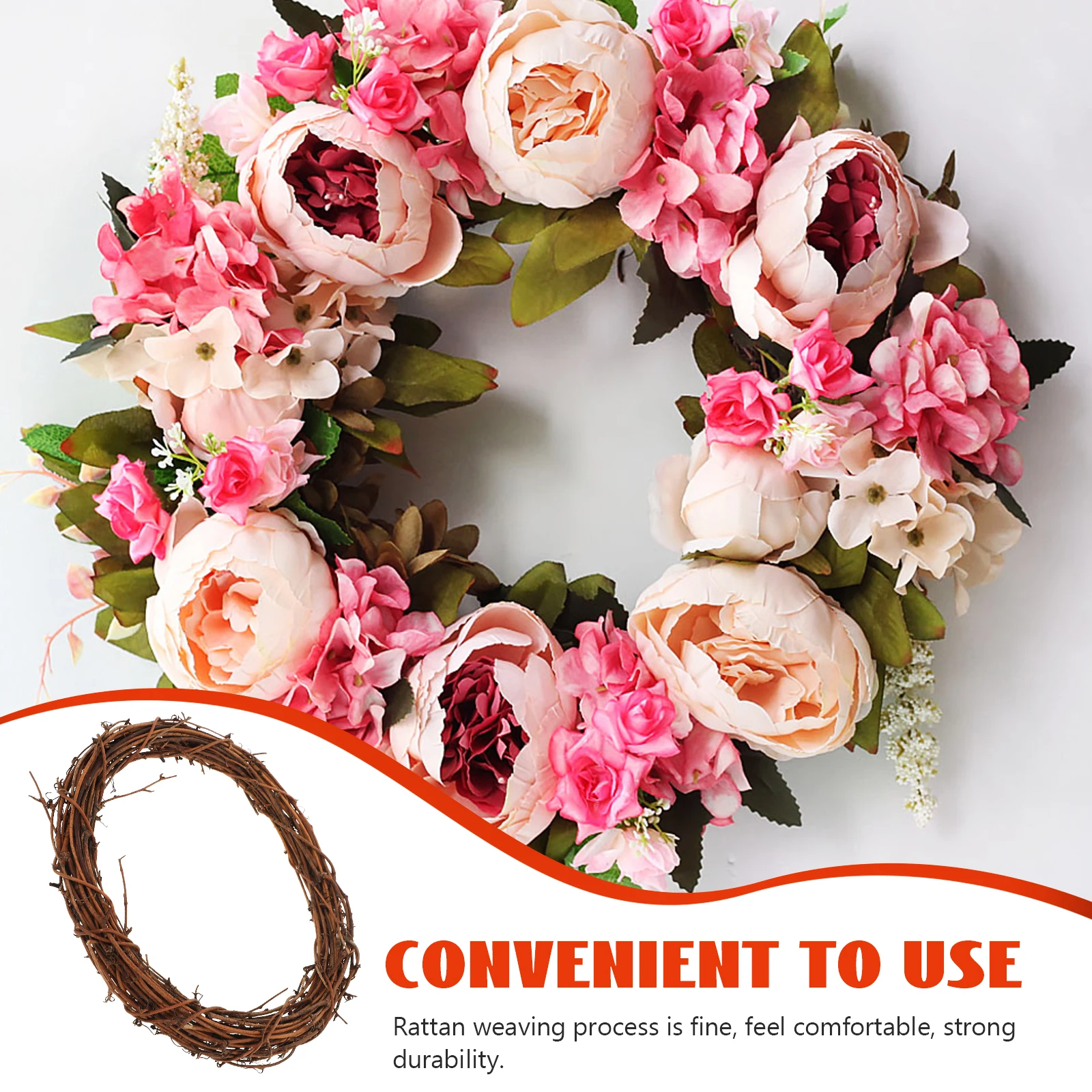 

Rattan Wreath Frame DIY Rustic Circle for Crafting Wreaths with Maple Leaves Pumpkins Home Festival Decoration