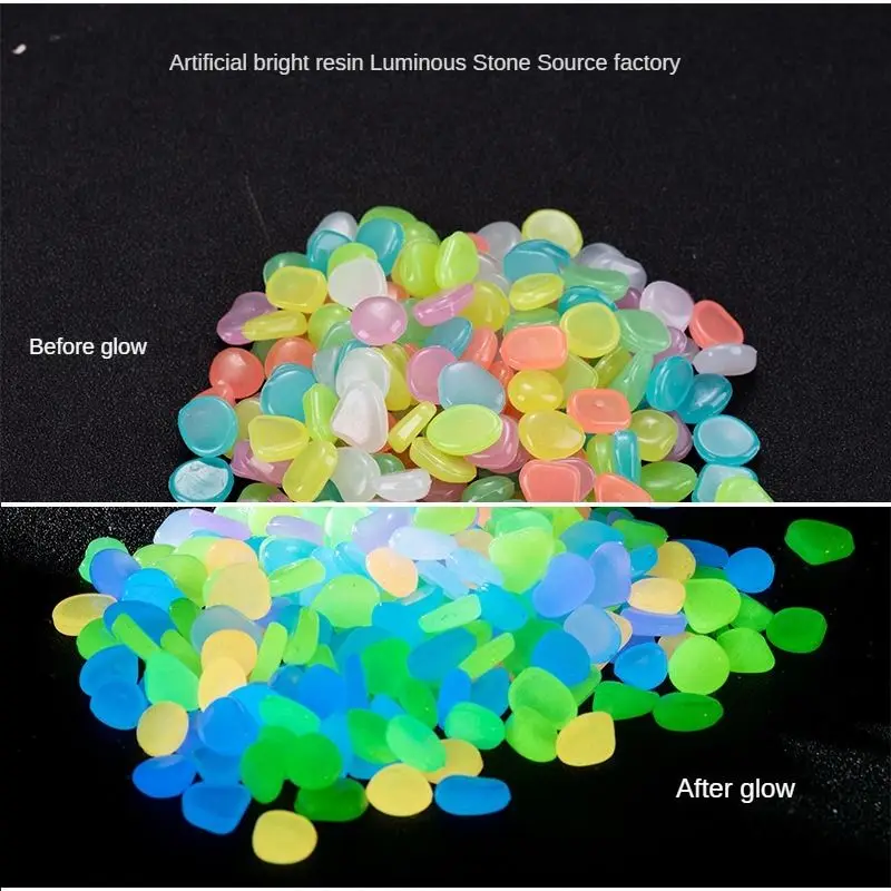 100Pcs small artificial luminous stone vase decoration pot Luminous stone 0.5 g fluorescent fish tank landscape pebbles