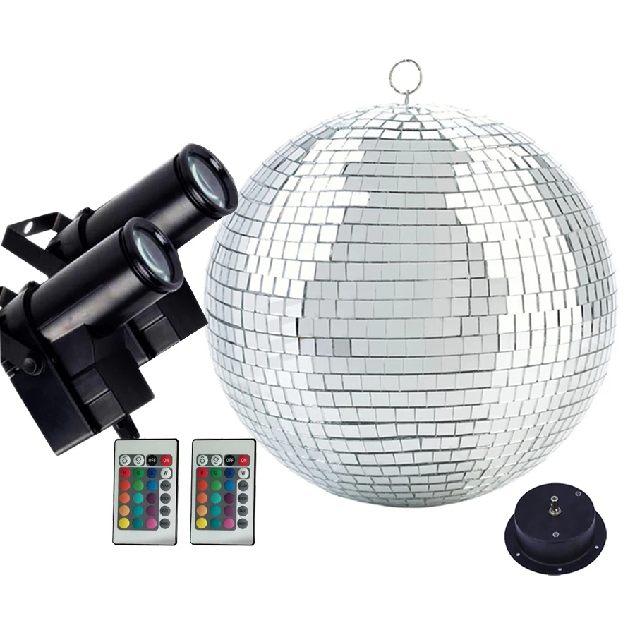 Thrisdar Disco Mirror Ball Complete Party Kit Reflective Glass Disco Ball With 10W LED Pinspot Lamp Professional Stage Light