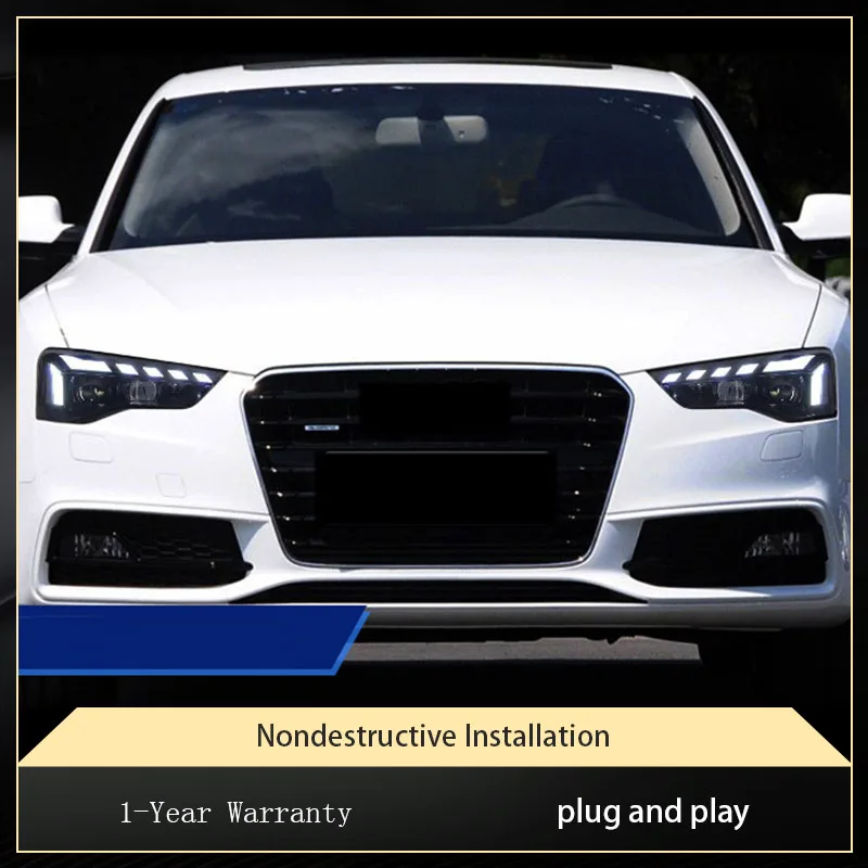 تصفيف السيارة لأودي A5 2008-2016 المصباح الأمامي DRL المصباح بدوره إشارة تسليط الضوء على كامل LED عكس اكسسوارات السيارات الديناميكية #4
